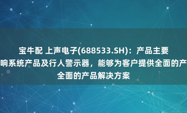 宝牛配 上声电子(688533.SH)：产品主要涵盖车载音响系统产品及行人警示器，能够为客户提供全面的产品解决方案